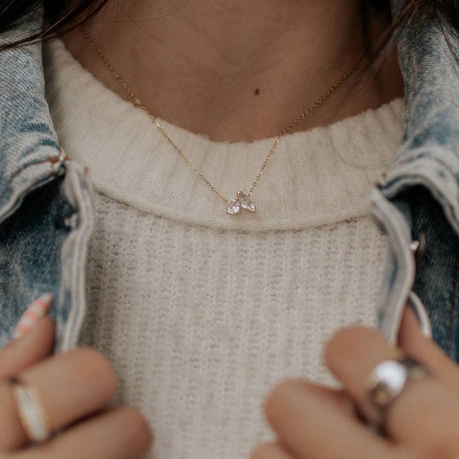 Sloane Two Stone Necklace: Gold