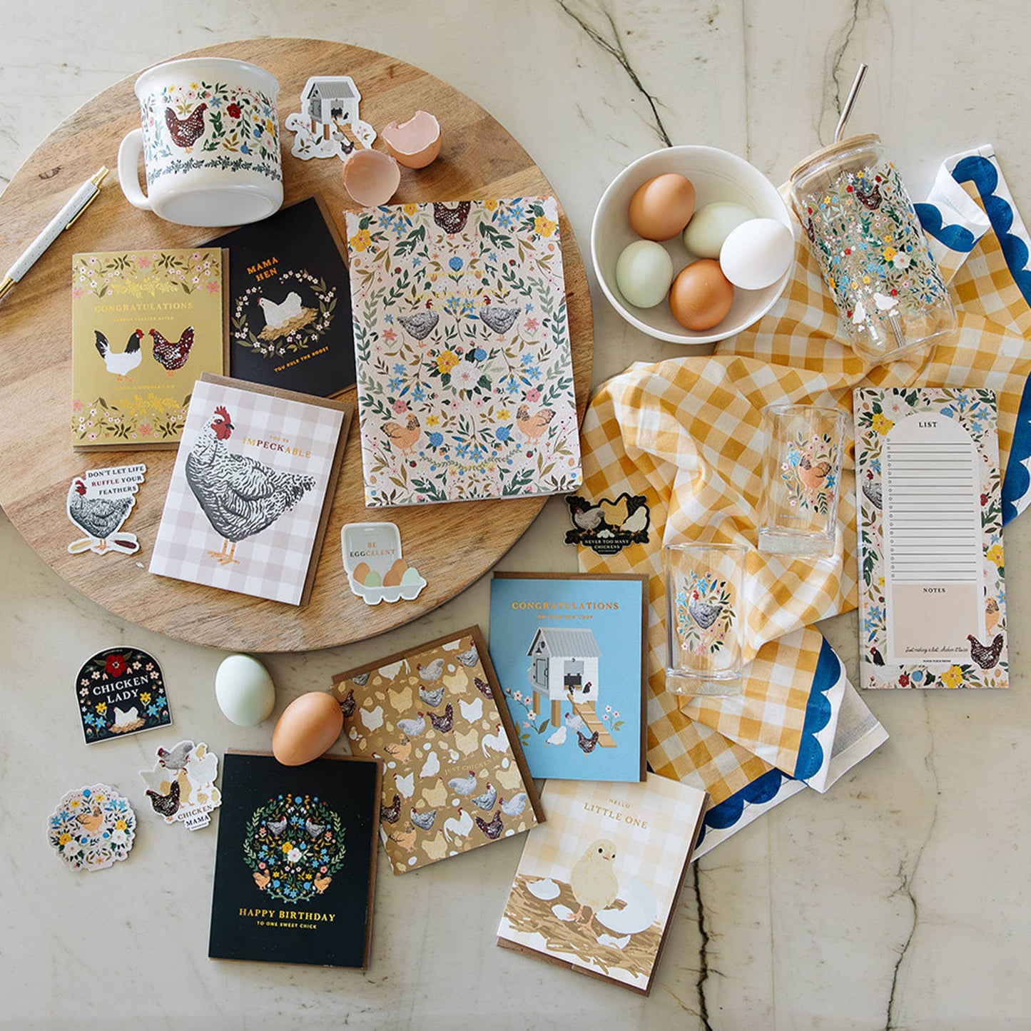 Chickens & Flowers Market List Notepad