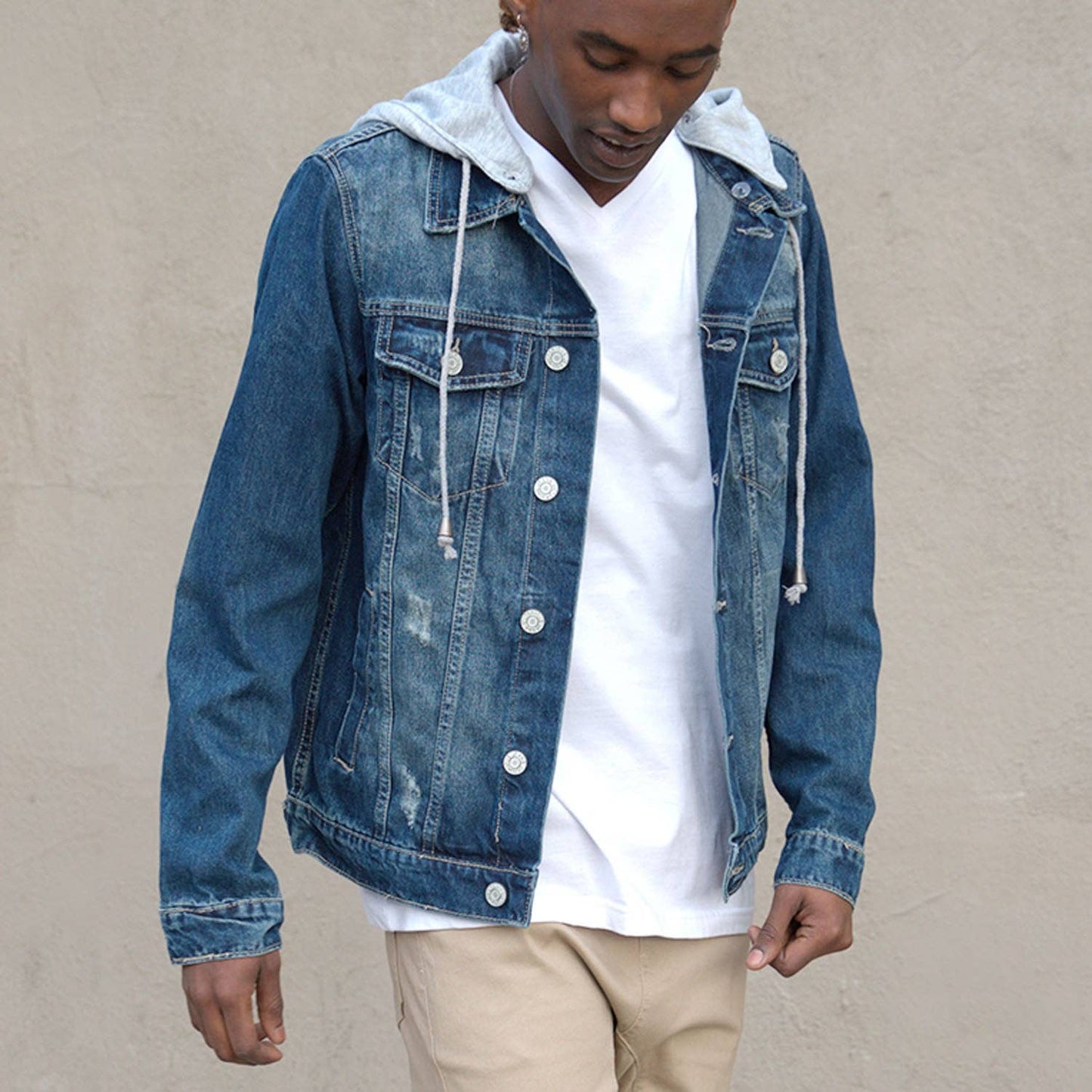 LAYERED HOODED DENIM JACKET (Small-3X)