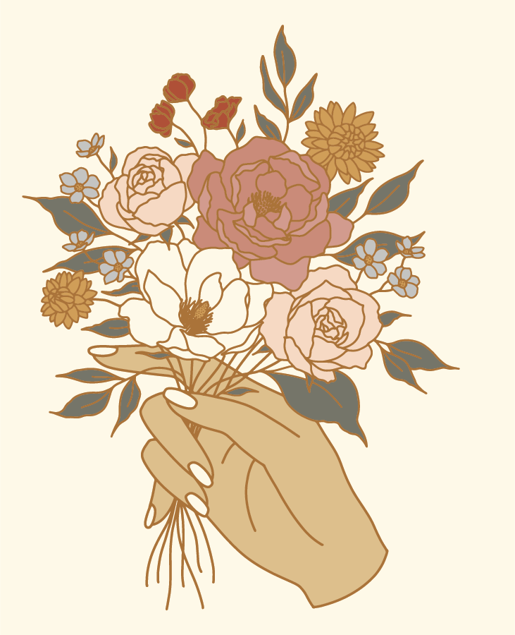 Hand Holding Bouquet Vinyl Sticker Floral
