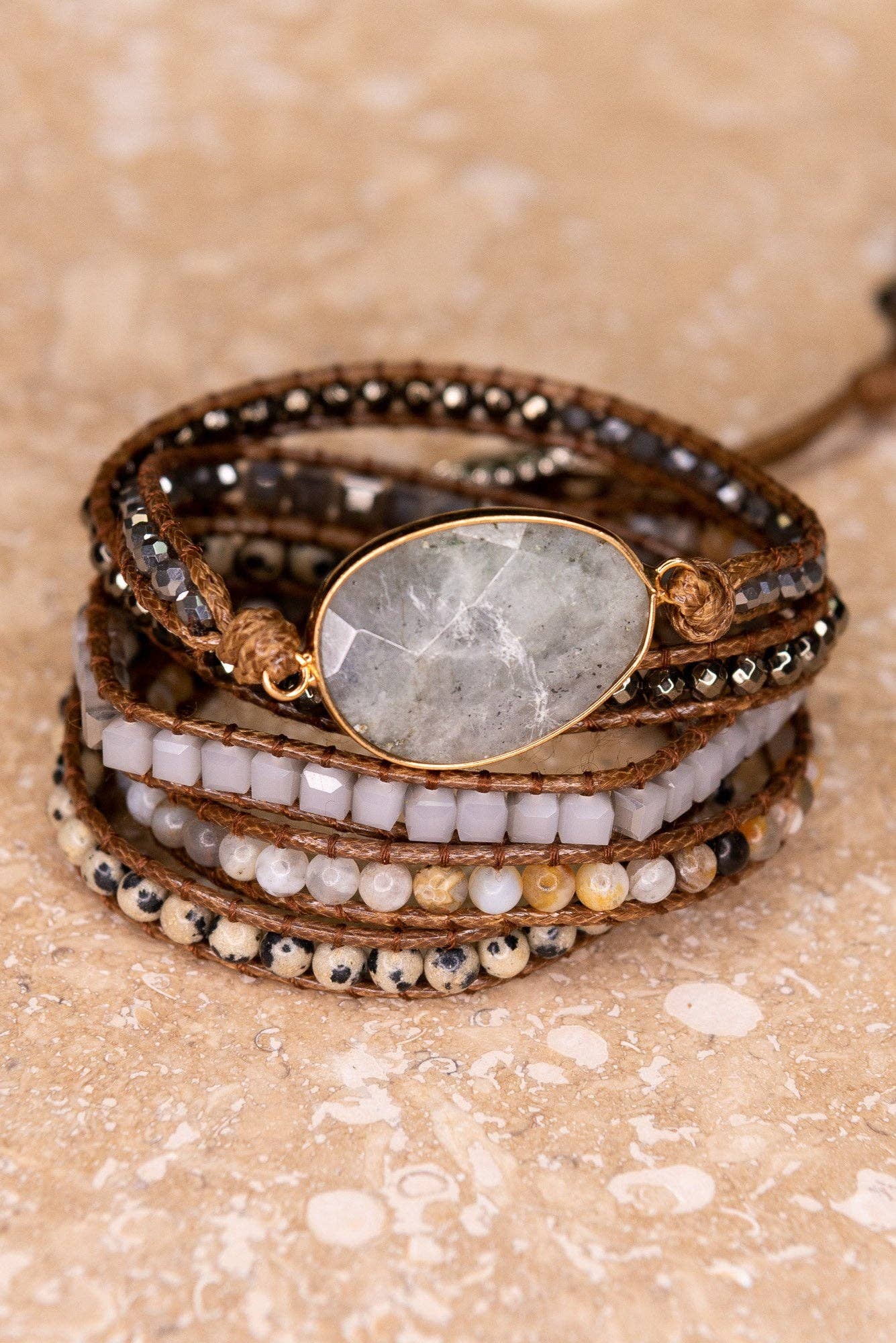 Kelly Wrap Bracelet: Labradorite