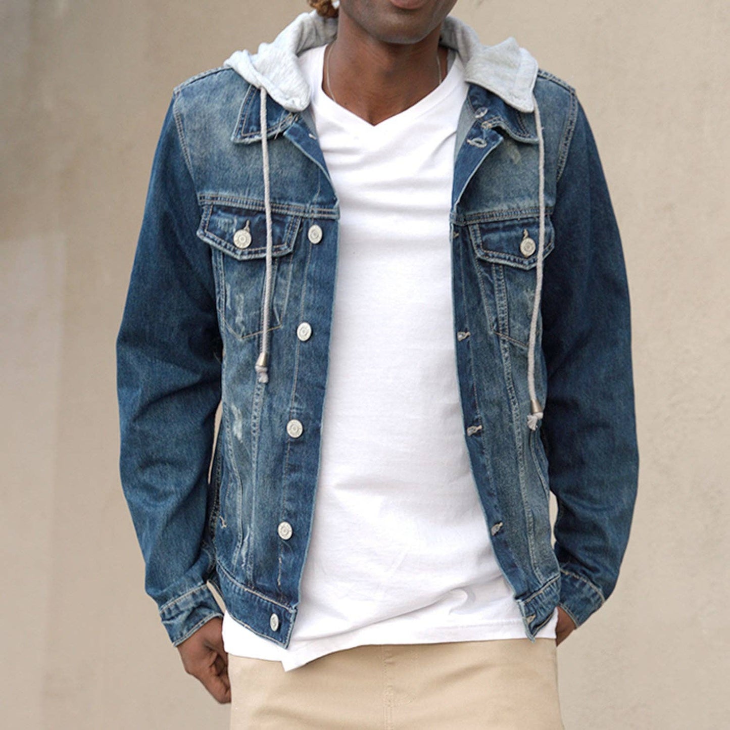 LAYERED HOODED DENIM JACKET (Small-3X)