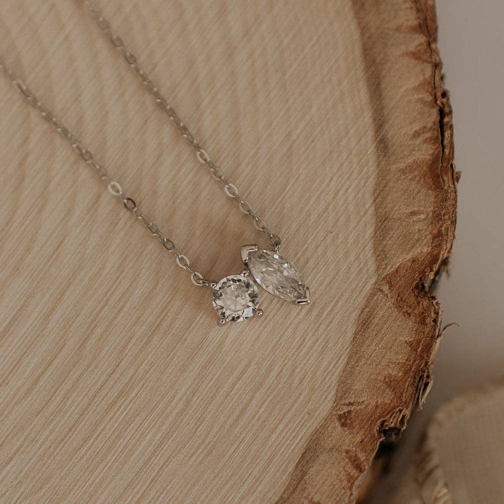 Sloane Two Stone Necklace: Gold