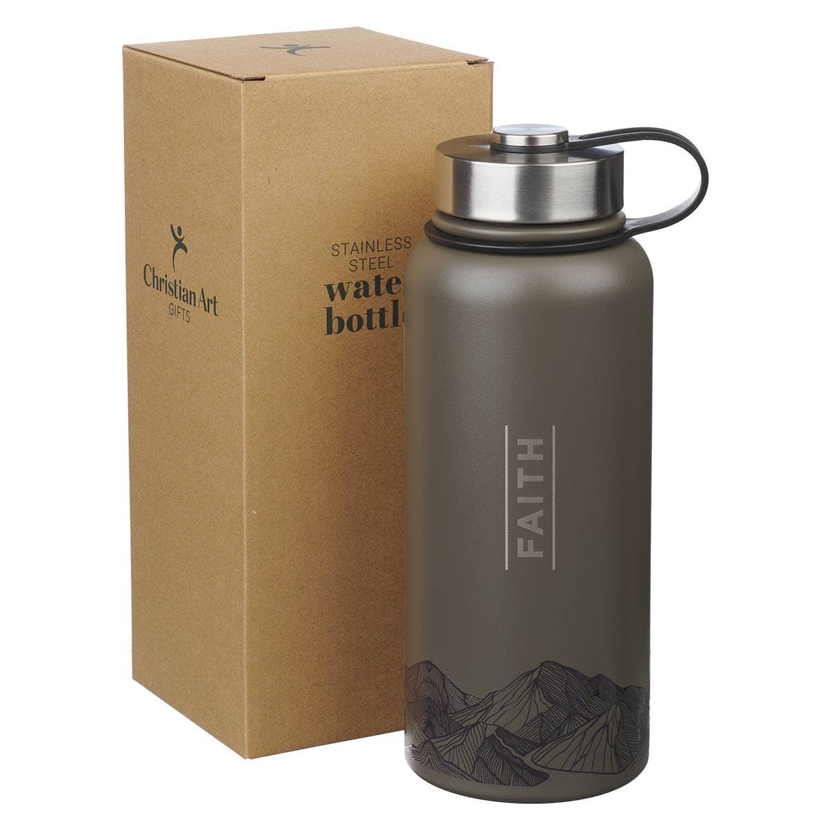 Water Bottle Brown Faith Mountains Matt. 17:20