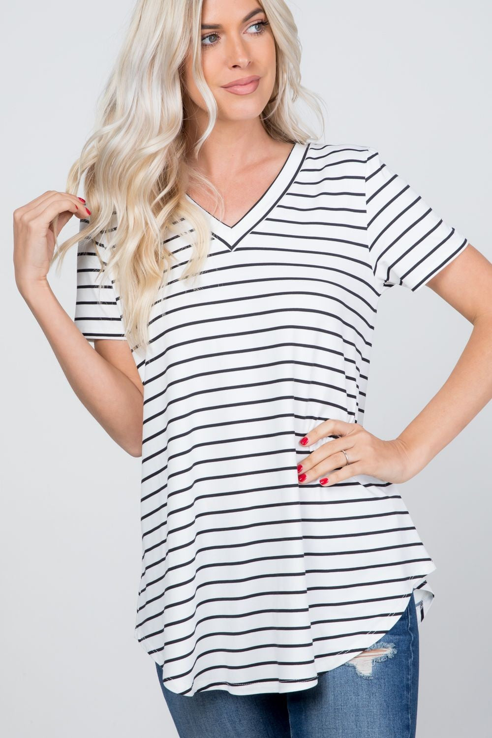 The Caroline Striped Top (Small-3X)