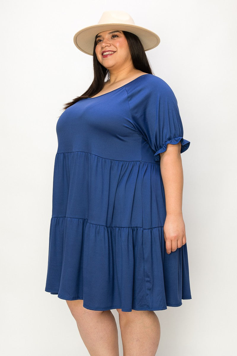 The Joanna Babydoll Midi Dress - ROYAL BLUE