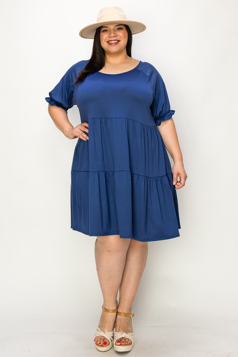 The Joanna Babydoll Midi Dress - ROYAL BLUE