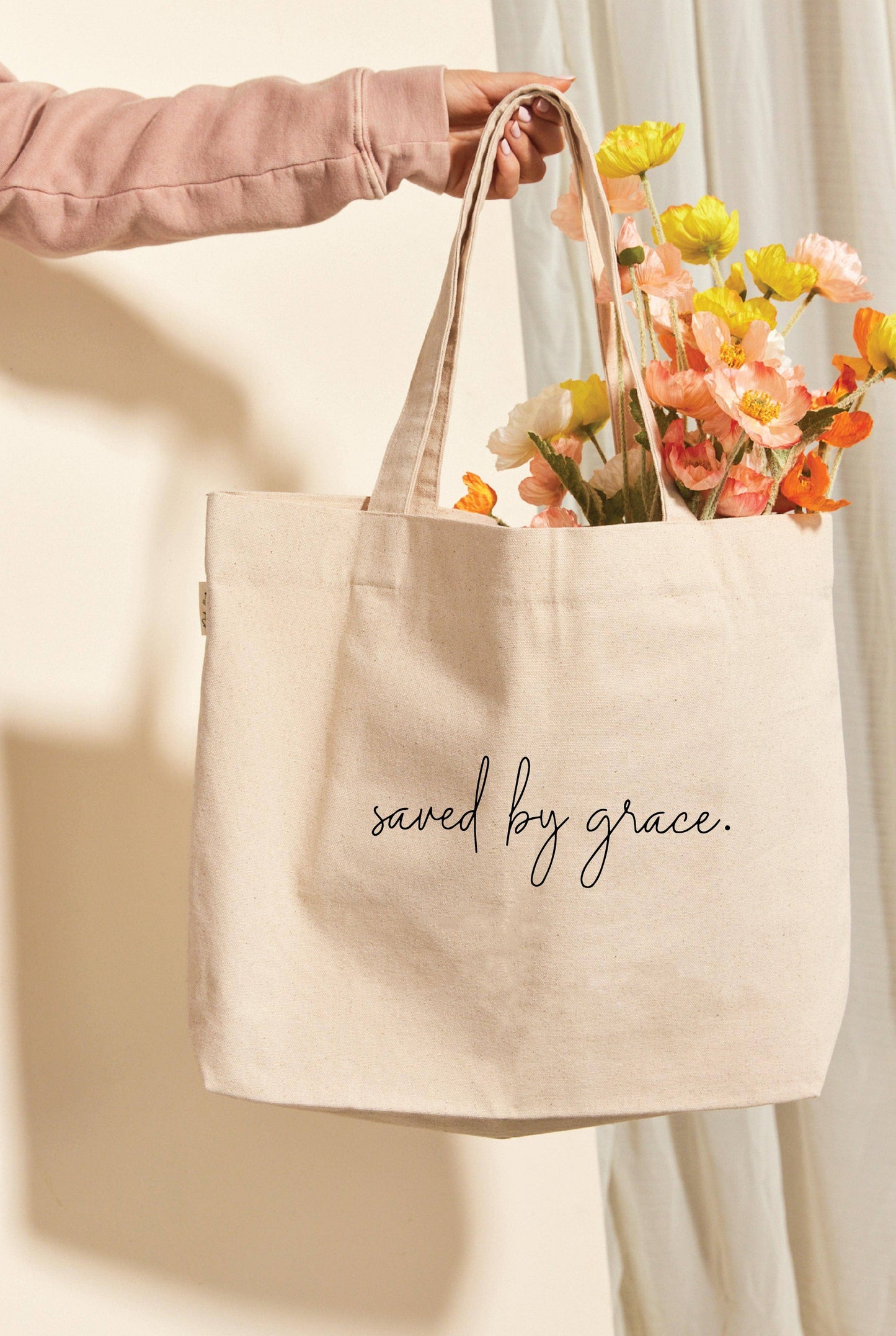 SAVED BY GRACE Canvas Tote Bag: ONE SIZE / NATURAL