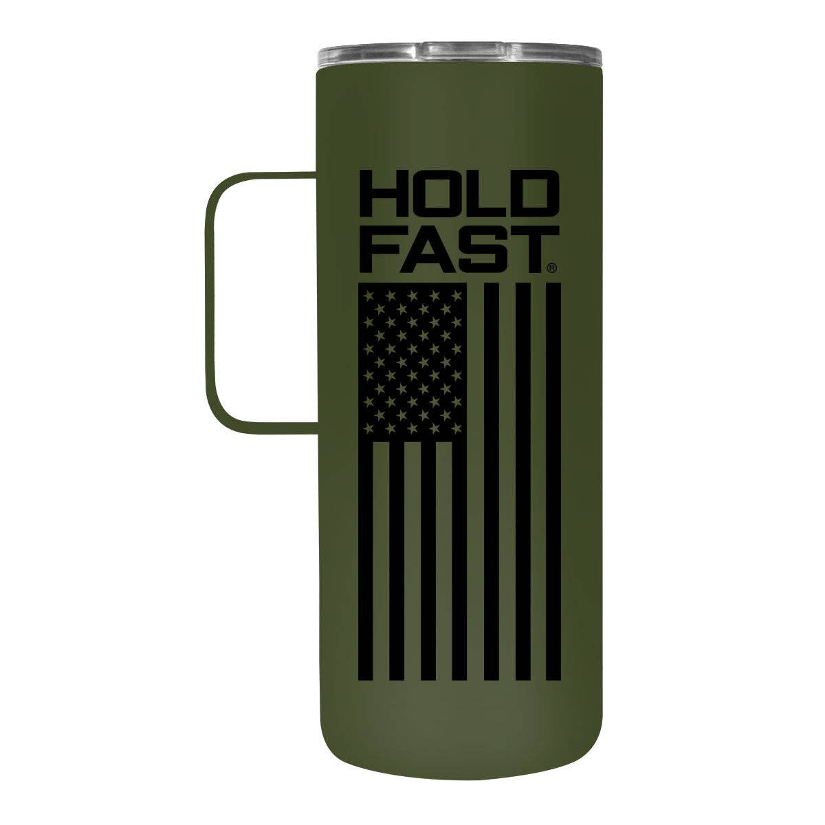HOLD FAST Freedom Flag 22 oz Stainless Steel Tumbler With Handle: Army Green