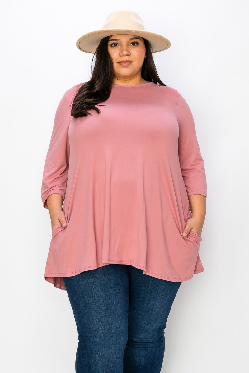 THE SUZY TUNIC - PINK (1X-5X)