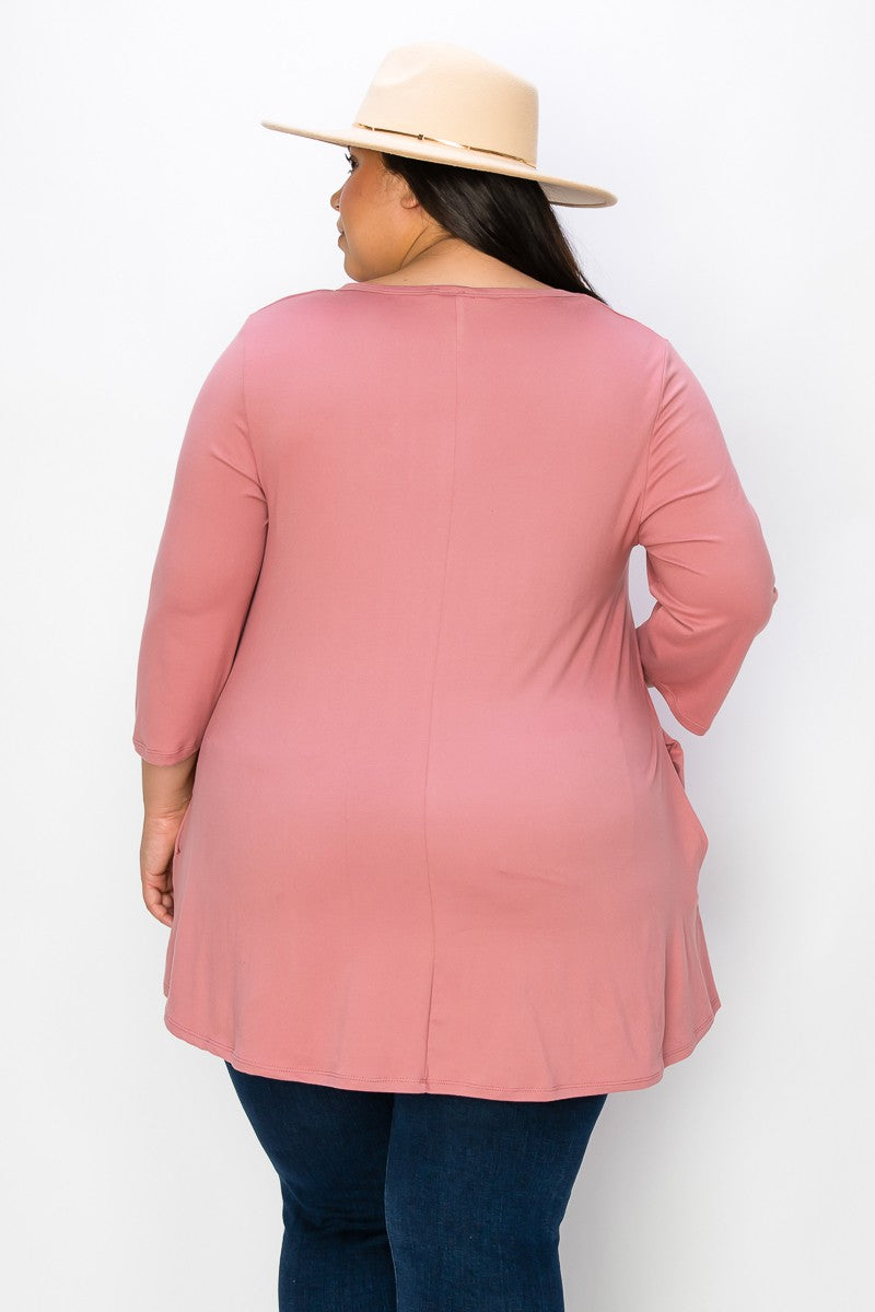 THE SUZY TUNIC - PINK (1X-5X)
