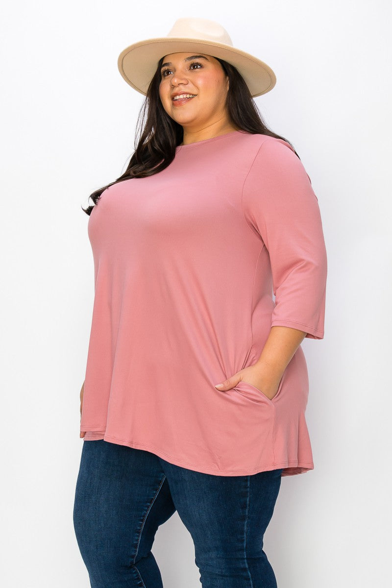 THE SUZY TUNIC - PINK (1X-5X)
