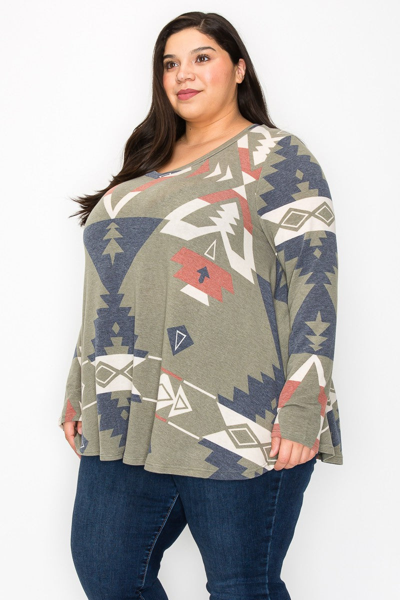 Aztec Long Sleeve (Size: 3X-5X)