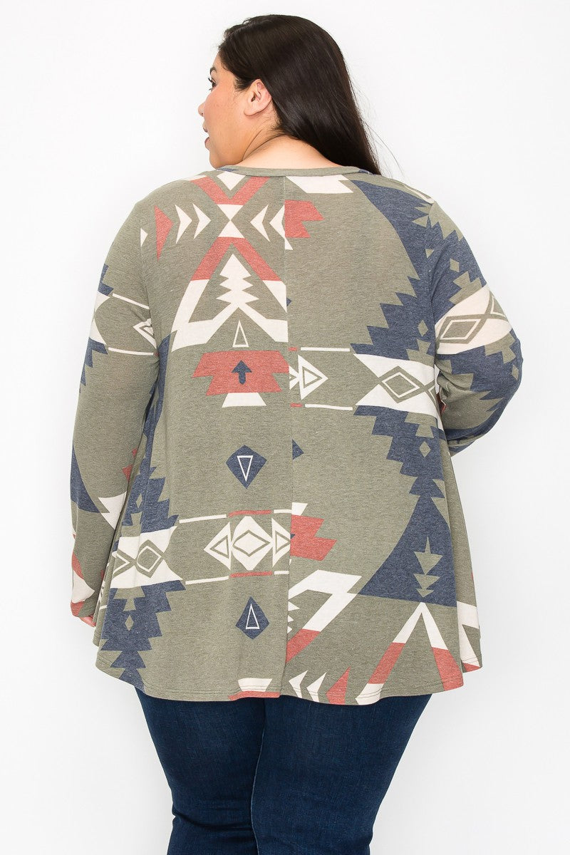 Aztec Long Sleeve (Size: 3X-5X)