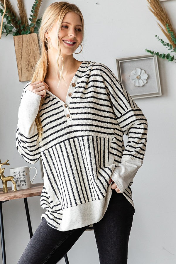 The Russell Striped Hoodie Top