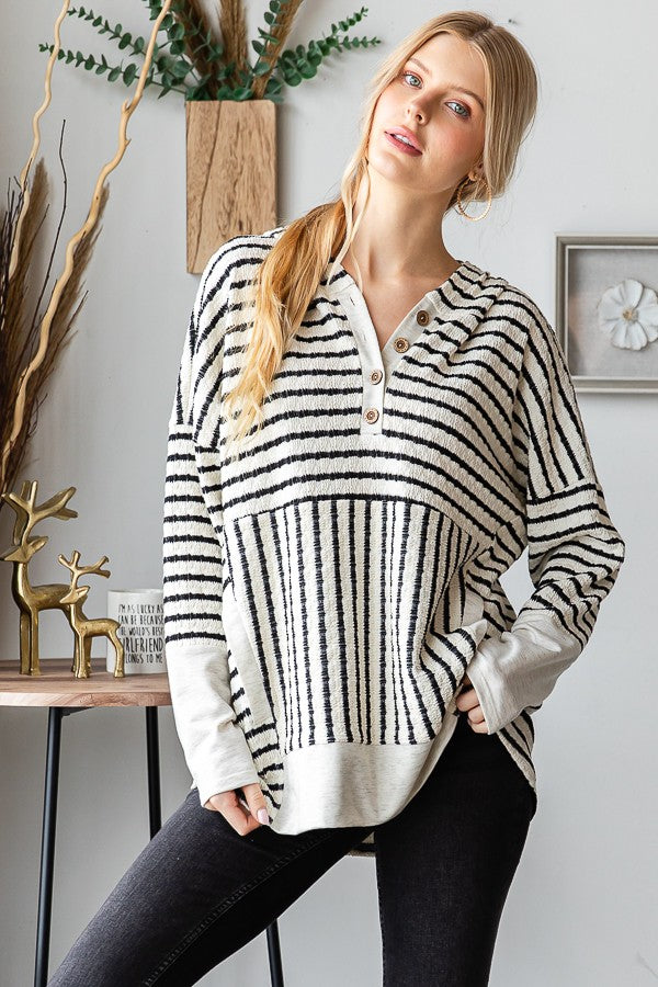 The Russell Striped Hoodie Top