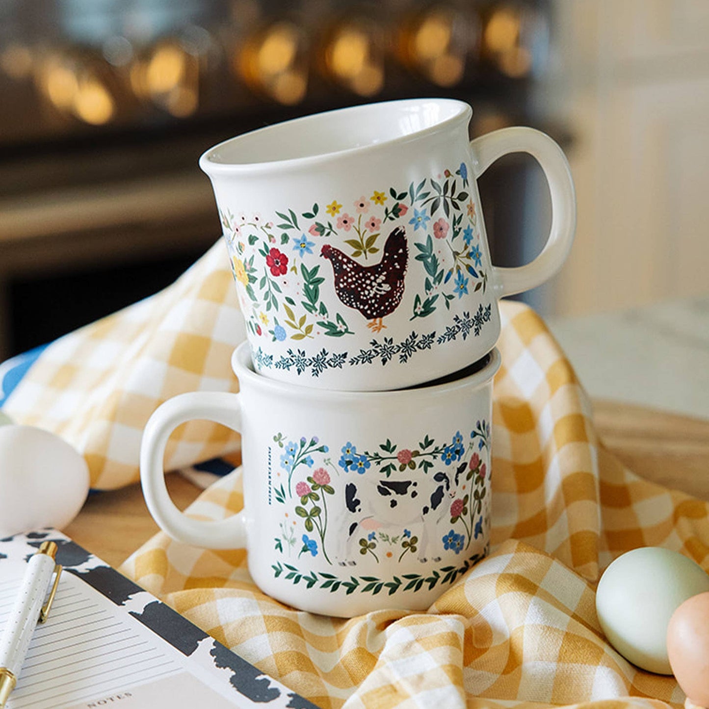 Milk Cows Folk Floral Mug