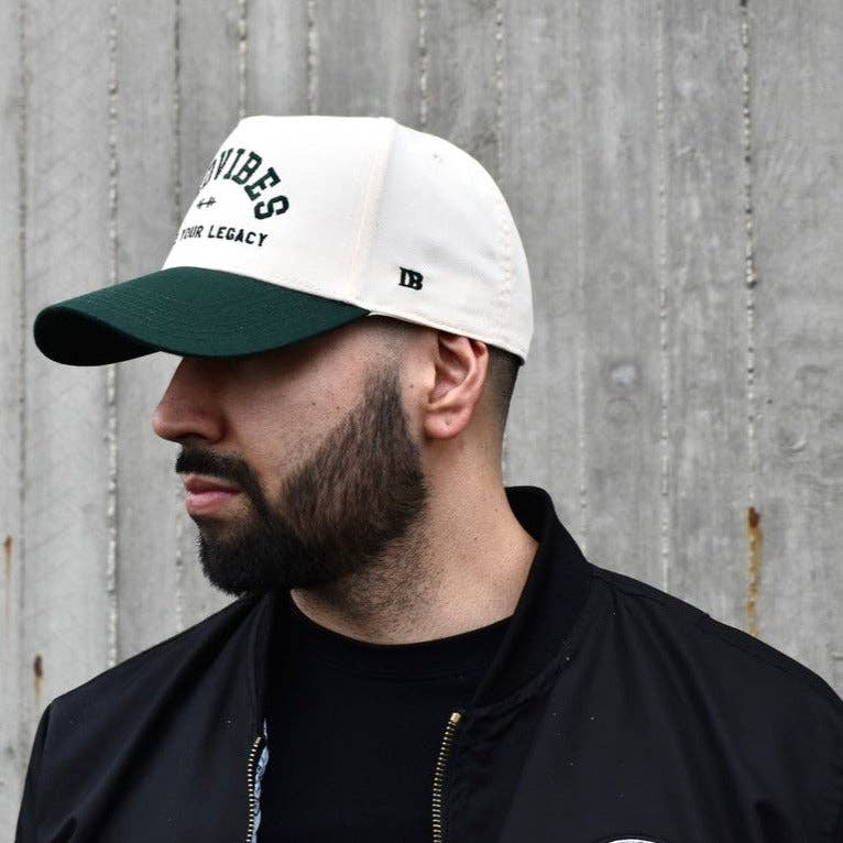 DadVibes 5 Panel Hat (Cream/Green)