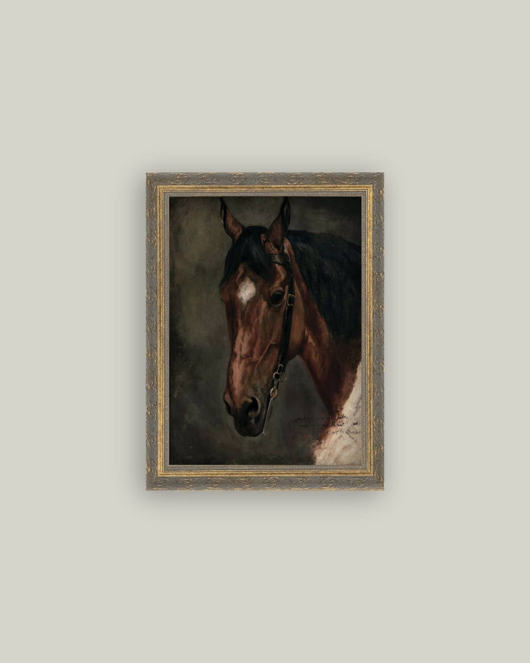 Horse Portrait Framed Antique Art: 5x7