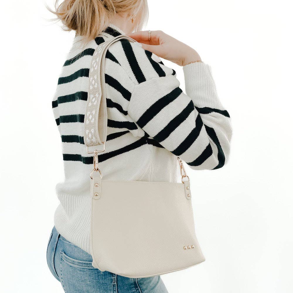 Cora Structured Hobo Bag: Cream