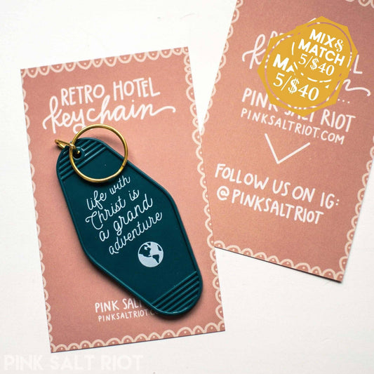 Retro Hotel Keychain - Adventure with Christ