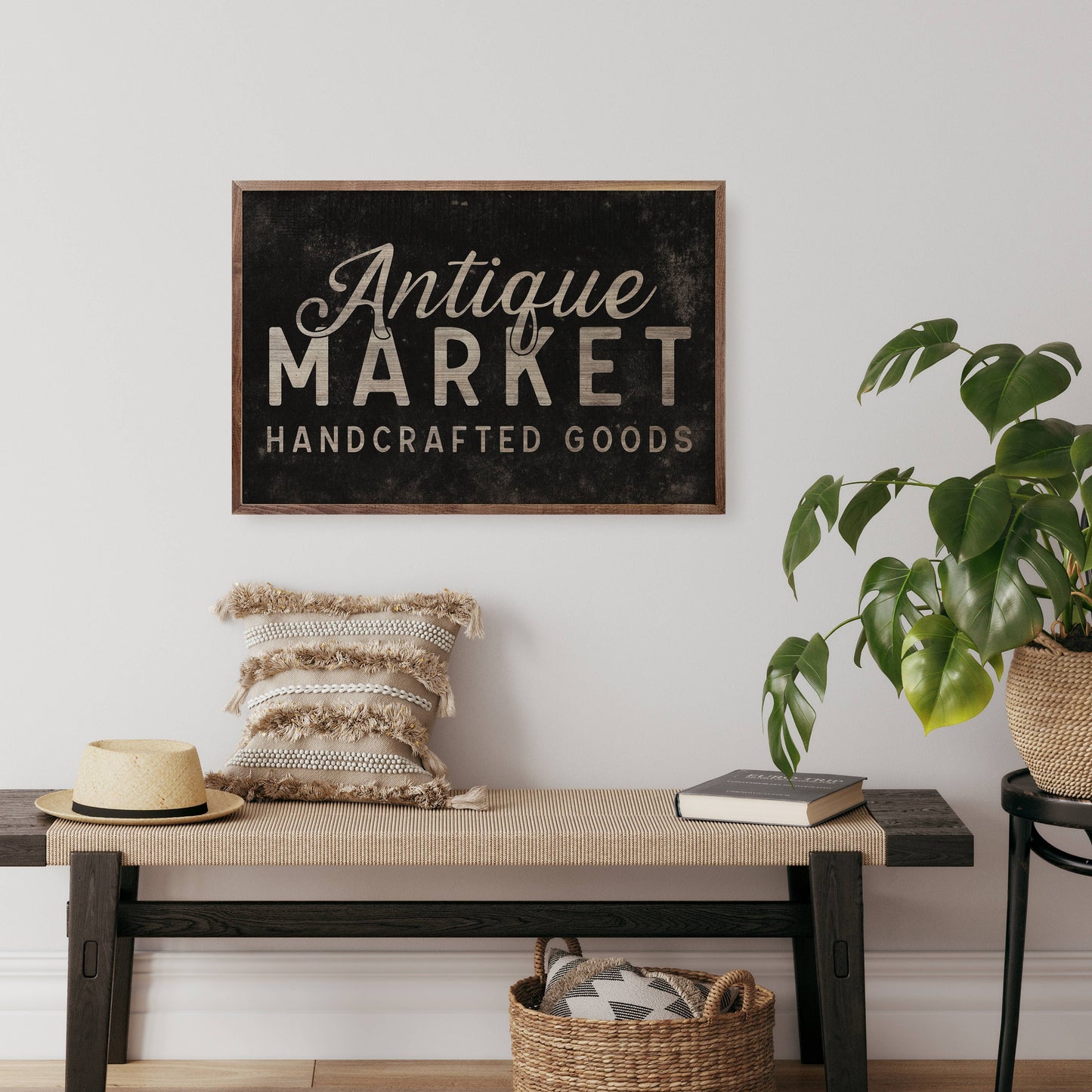 Antique Market Handcrafted Goods Black: 8x5