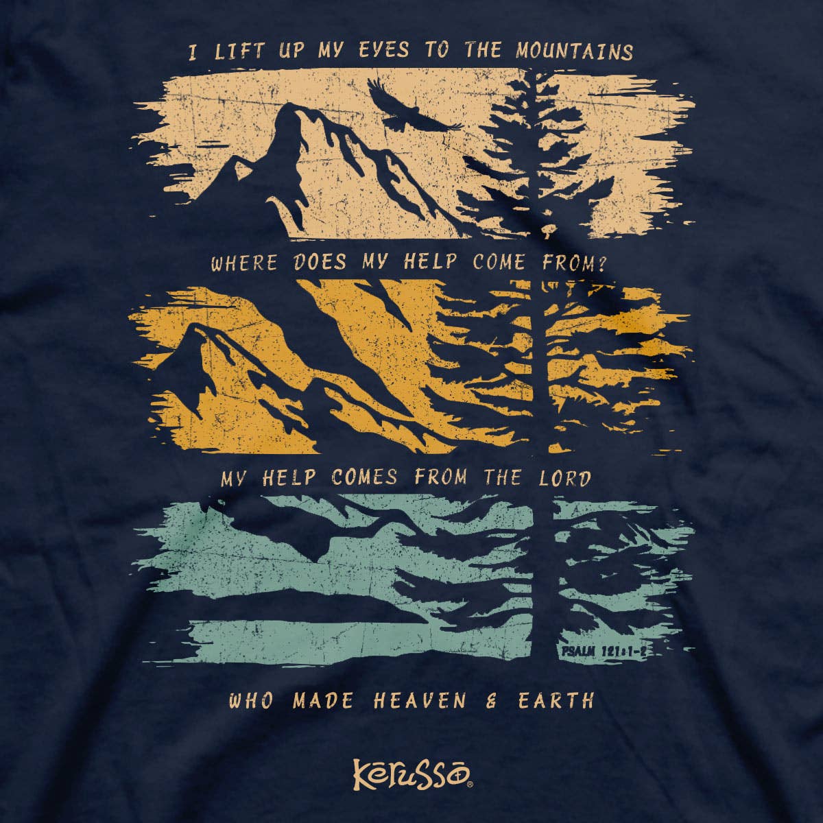 Men's T-Shirt Lift My Eyes Up: Navy (Small-3X)