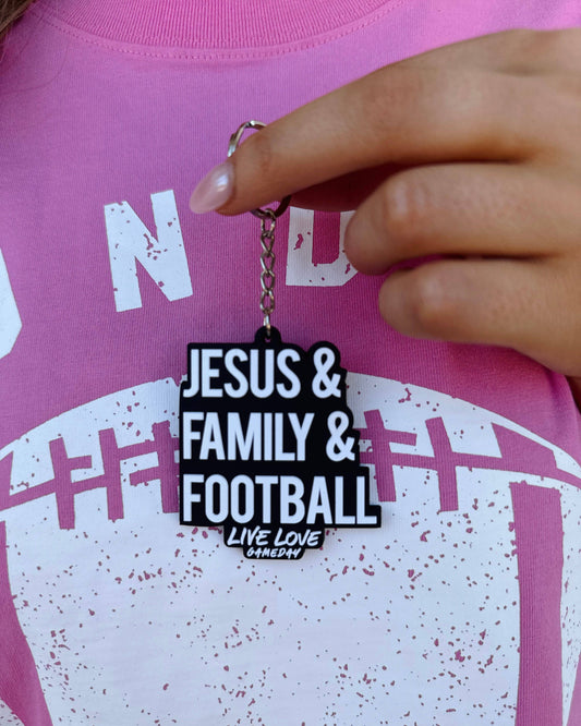 3D Silicone “Jesus & Family & Football” Black Keychain