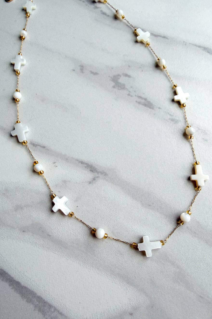 Laura Necklace- White Cross