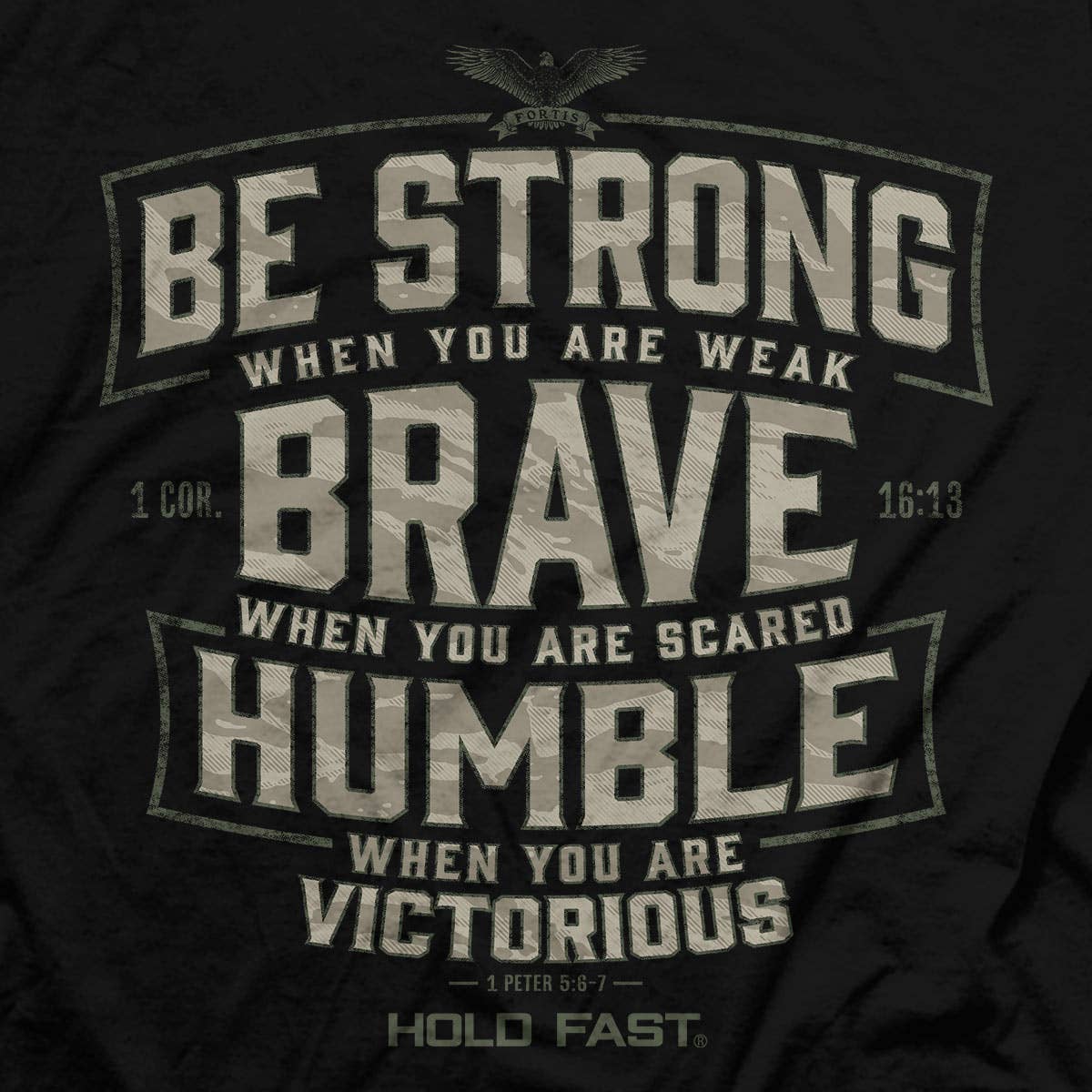 Mens T-Shirt Brave Strong Humble: Black (Small-3X)