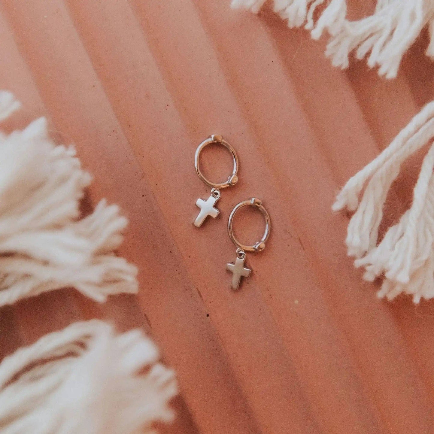 Cross Hoops: Gold