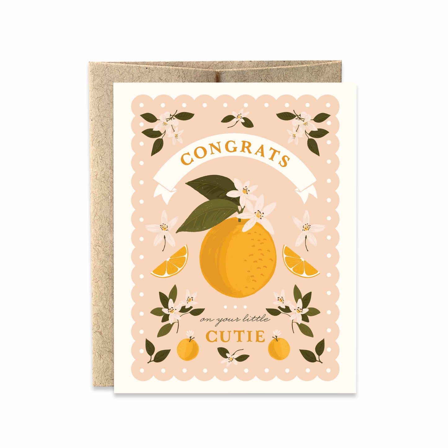 Congrats on Your Cutie Baby Pink Orange Greeting Card