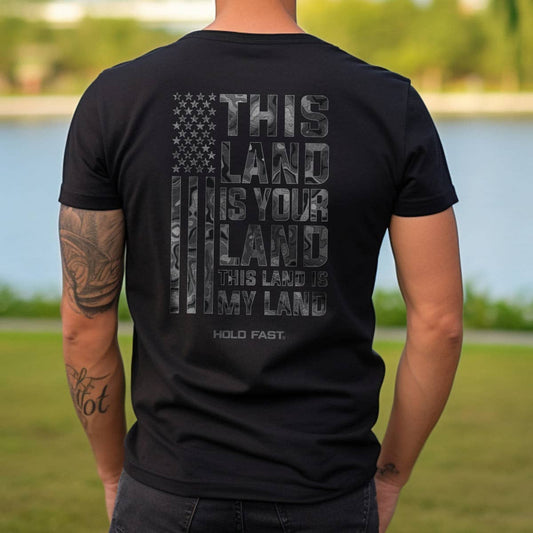 HOLD FAST Mens T-Shirt This Land: Black