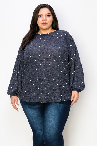 The Dotty Long Sleeve Top (3X-5X)