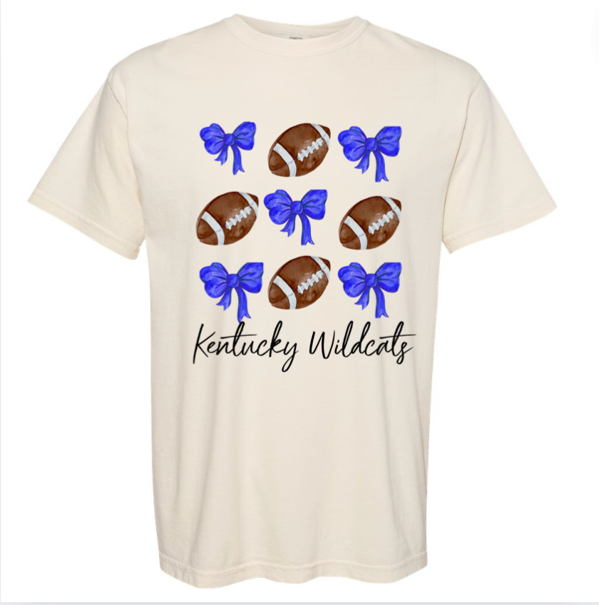 Blue Bows & Footballs Graphic Tee