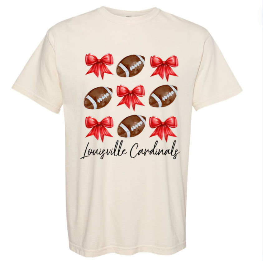 Red Bows & Footballs Graphic Tee