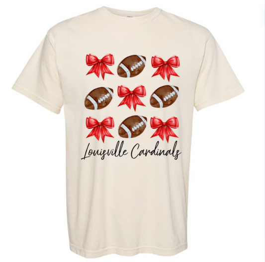 Red Bows & Footballs Graphic Tee