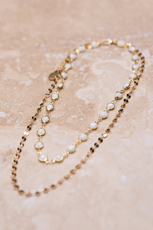 Kadee Necklace in White/Gold