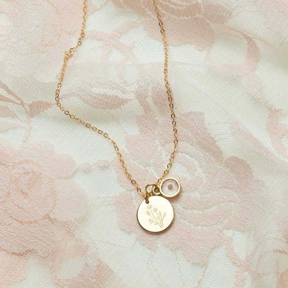 Wildflower Necklace with Mustard Seed: Gold
