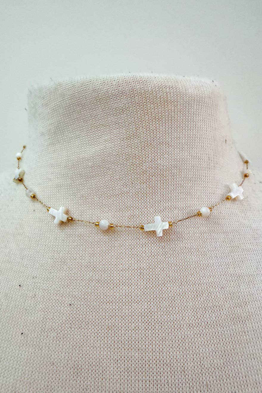 Laura Necklace- White Cross
