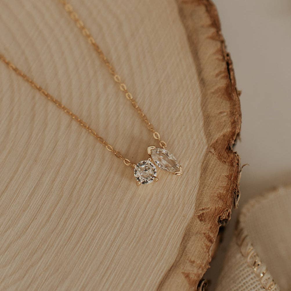 Sloane Two Stone Necklace: Gold