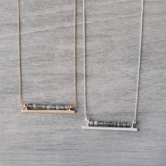 Horizon Necklace: Gold/Rose Quartz