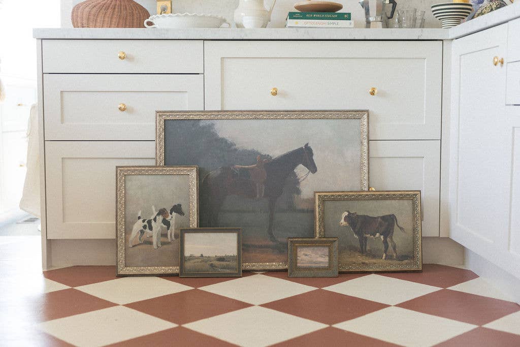 Saddled Horse Framed Antique Art: 10x8