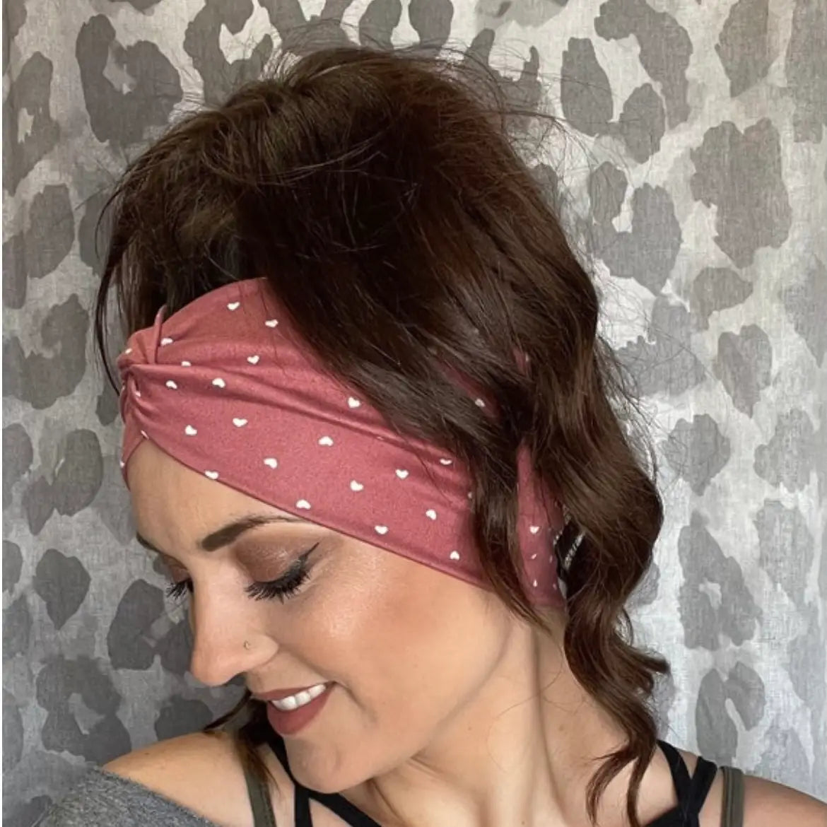 Women’s clay hearts wide twisted headband