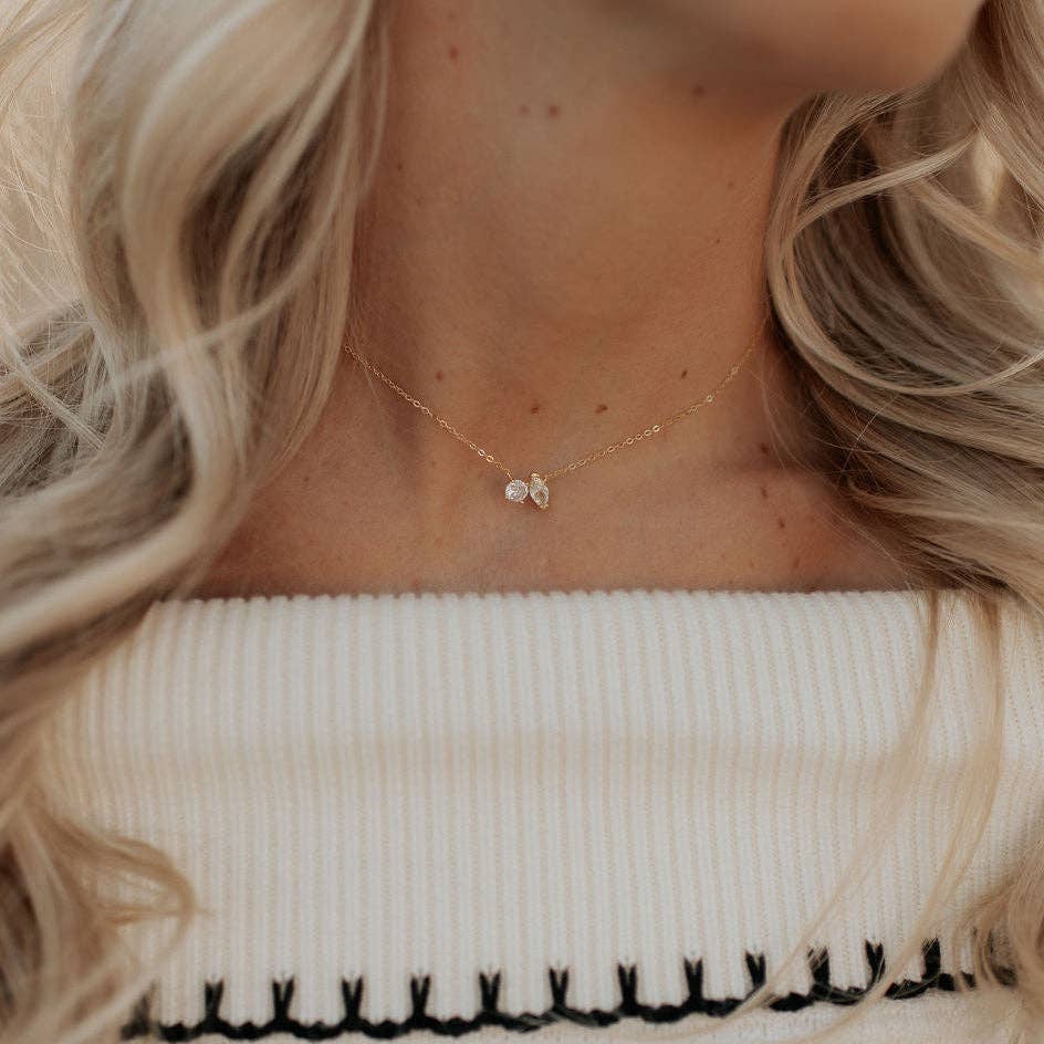 Sloane Two Stone Necklace: Gold