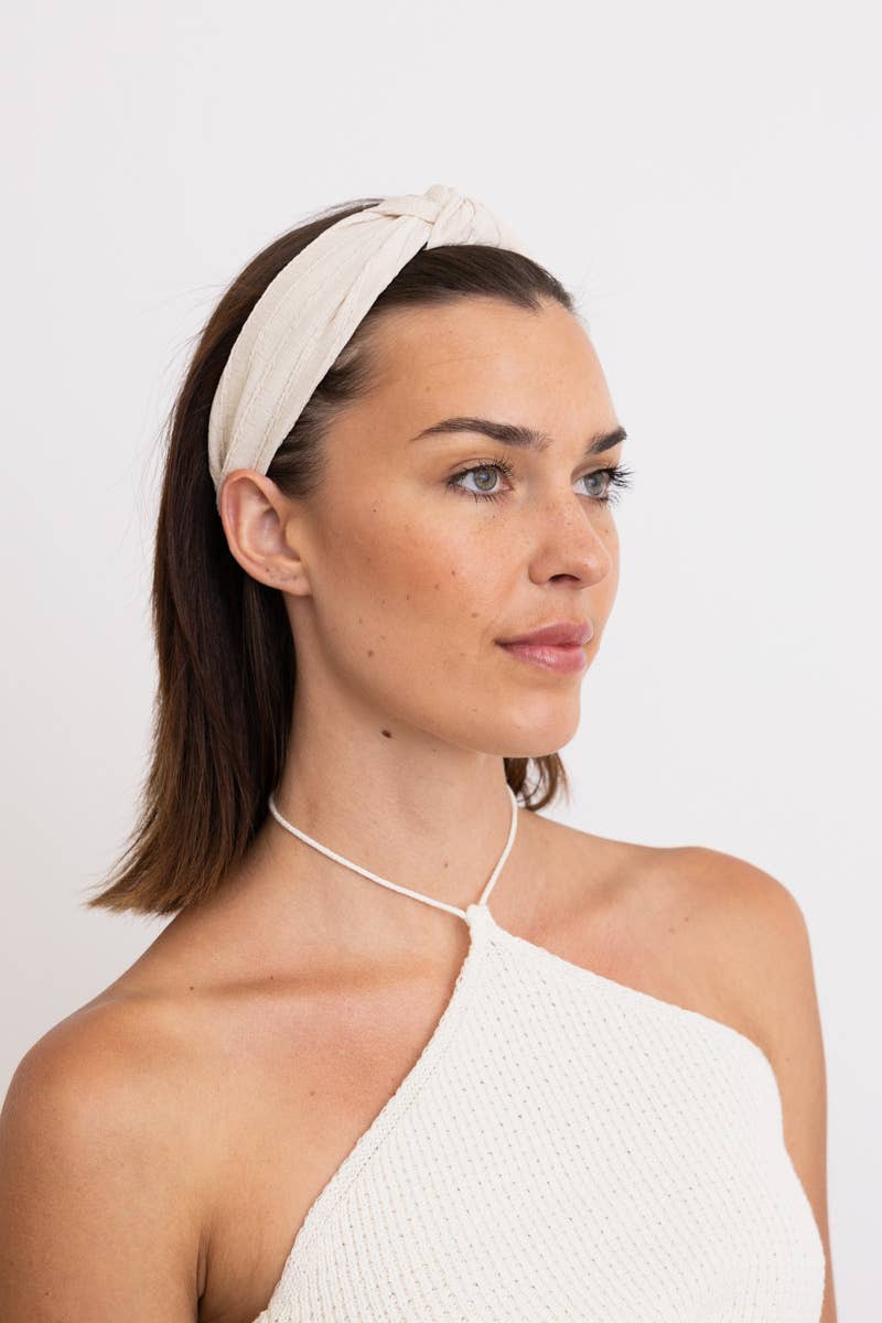 Top Knotted Boho Headband – Natural