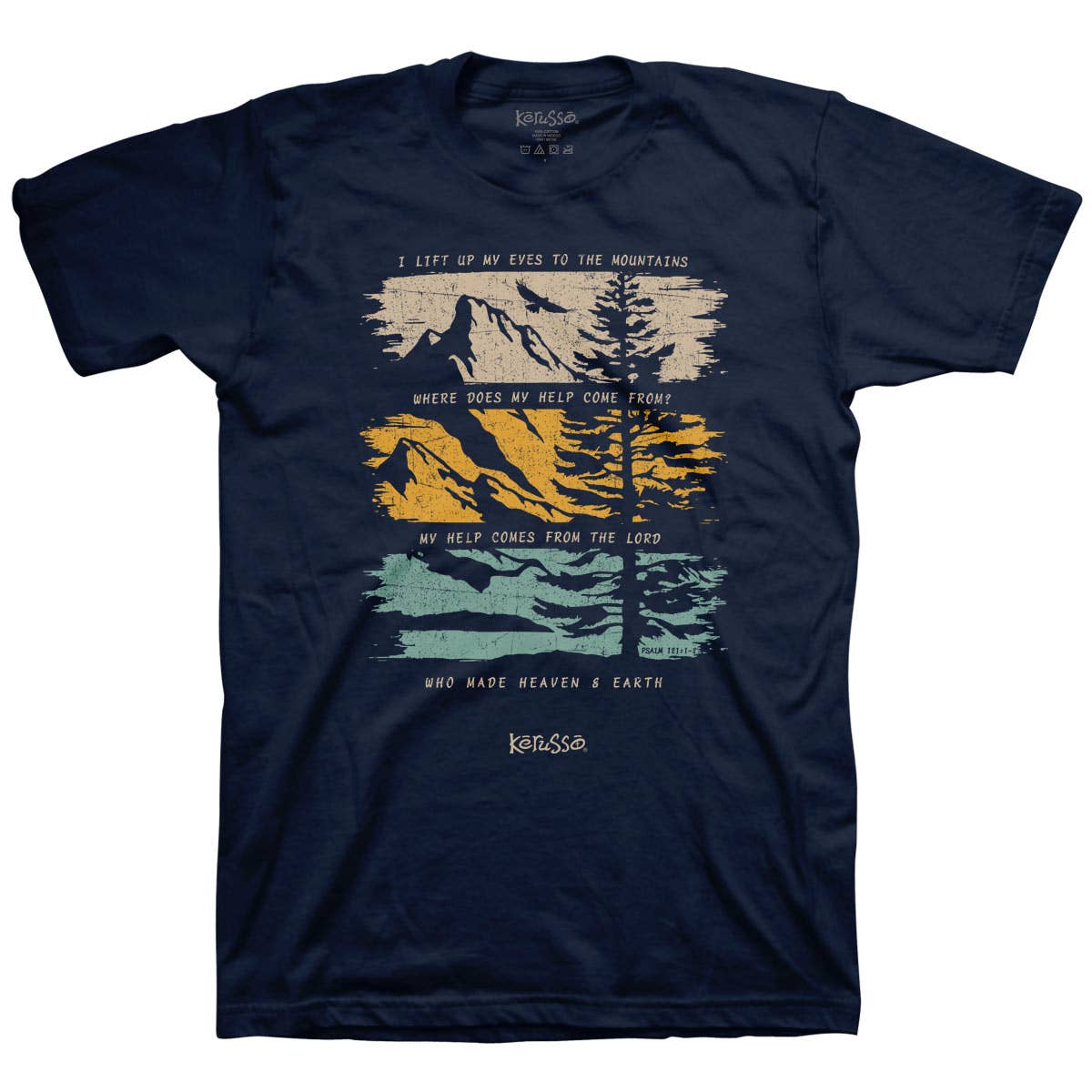Men's T-Shirt Lift My Eyes Up: Navy (Small-3X)