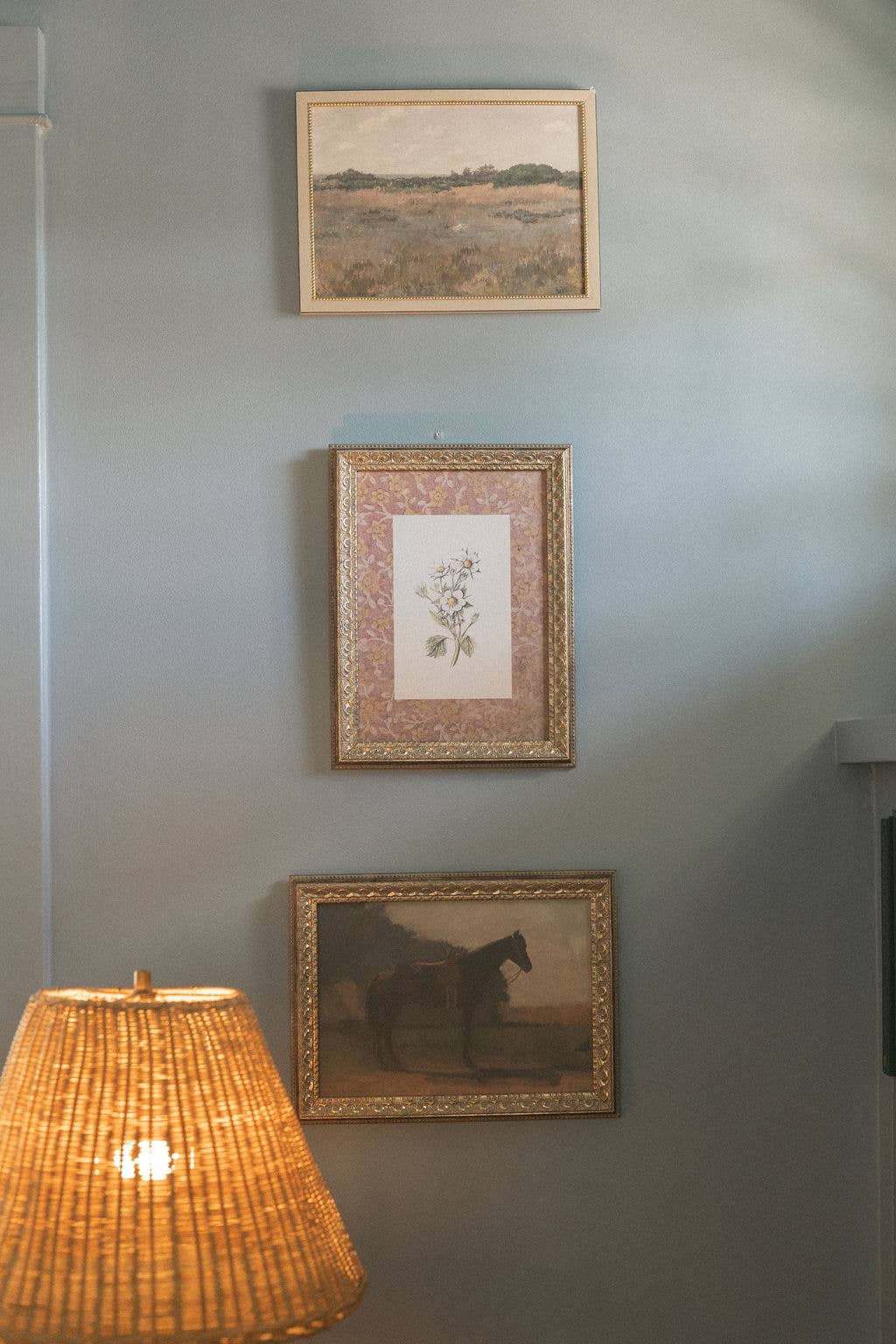 Saddled Horse Framed Antique Art: 10x8