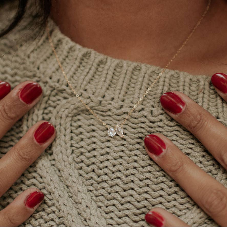 Sloane Two Stone Necklace: Gold
