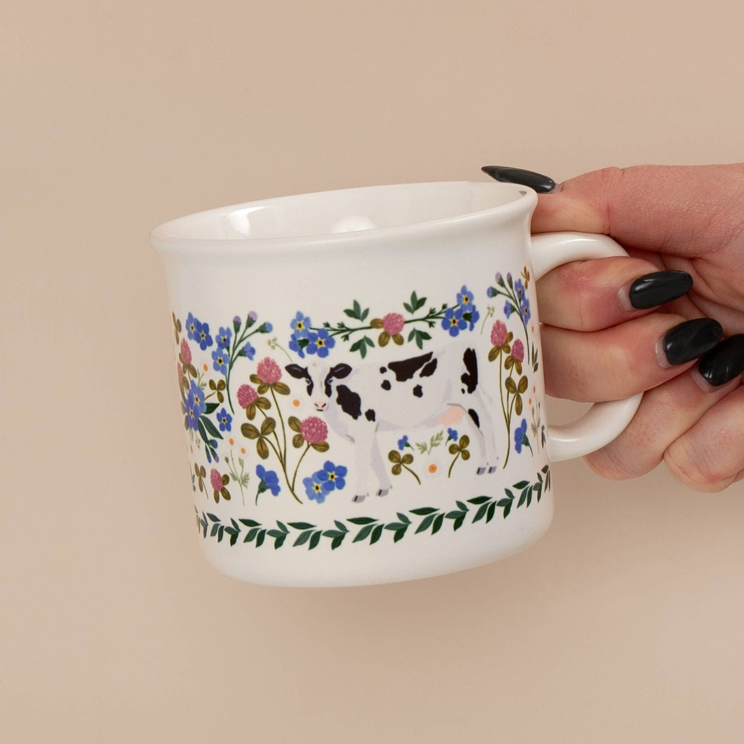 Milk Cows Folk Floral Mug